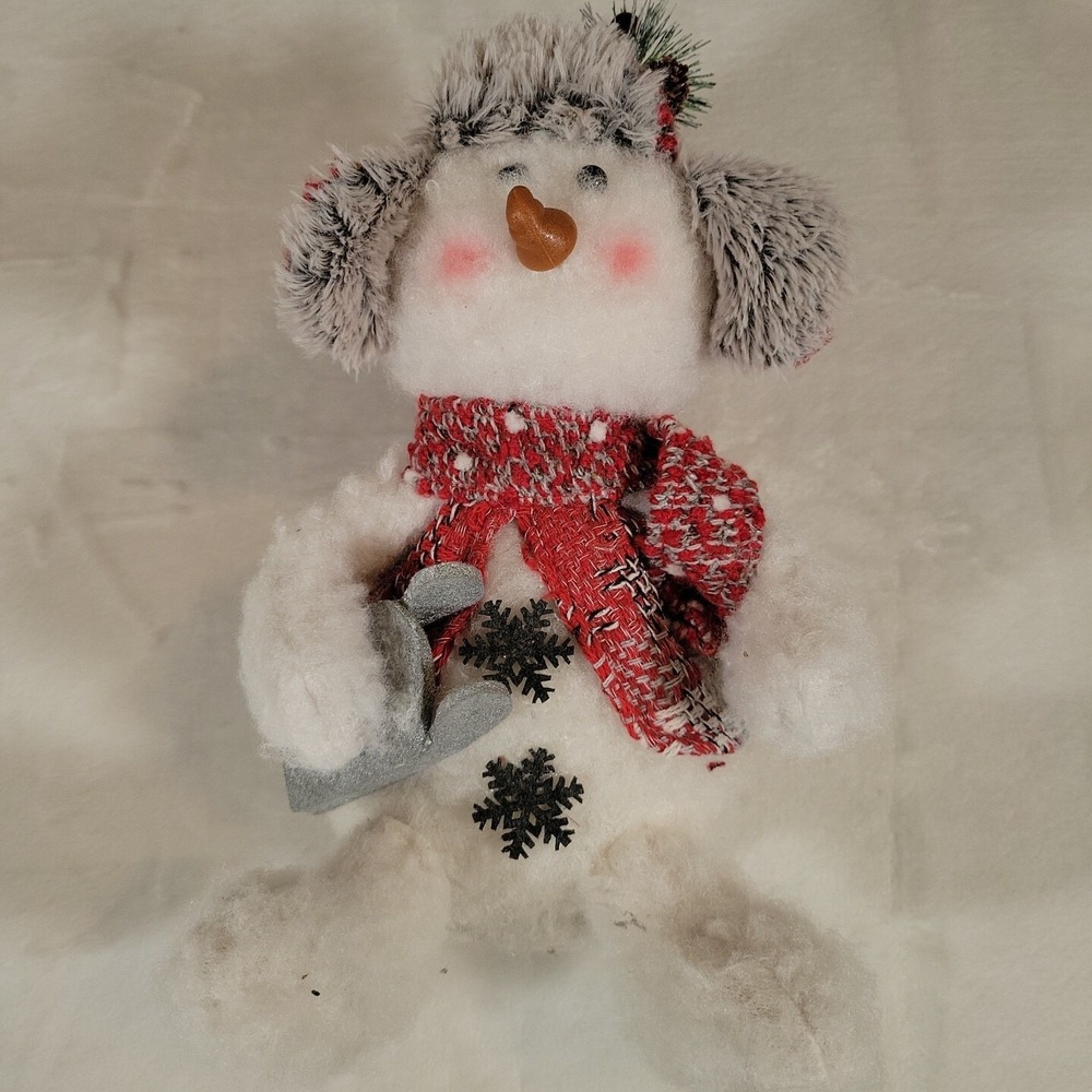 Snowman Plush‎ Toy Hat Scarf And Sled Winter Stuffed Animal